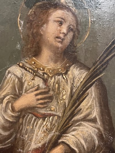 Gemälde - Öl Auf Kupfer - Die Heilige Katharina - 17.