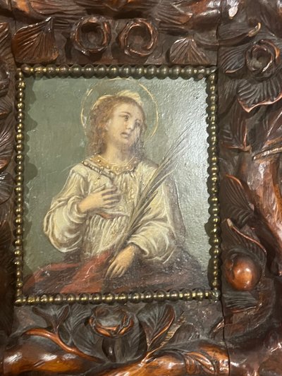 Gemälde - Öl Auf Kupfer - Die Heilige Katharina - 17.