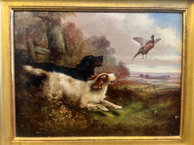 Tableau - Huile Sur Toile - épagneuls - R. Cleminson - Angleterre - XIX ème