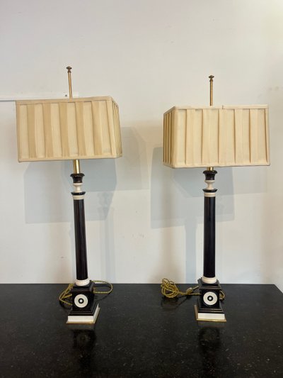 Paar Lampen - Holz - Pariser Haus - Frankreich - XX Jahrhundert
