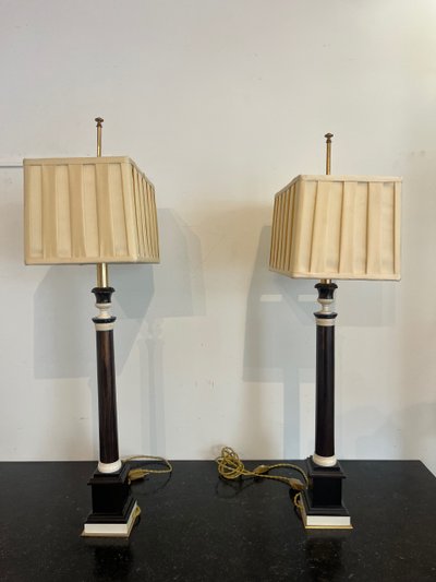 Paar Lampen - Holz - Pariser Haus - Frankreich - XX Jahrhundert