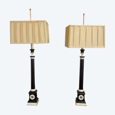 Paar Lampen - Holz - Pariser Haus - Frankreich - XX Jahrhundert