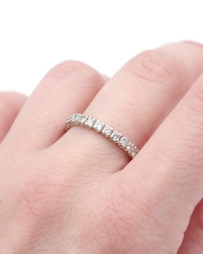 Anello nuziale americano con diamante in oro bianco 18 carati, 1,35 carati, taglio brillante, fede nuziale, matrimonio