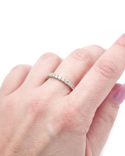 Anello nuziale americano con diamante in oro bianco 18 carati, 1,35 carati, taglio brillante, fede nuziale, matrimonio