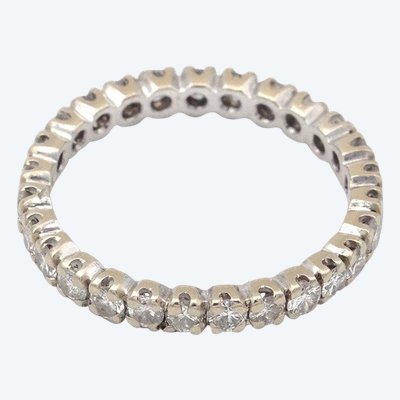 Anello nuziale americano con diamante in oro bianco 18 carati, 1,35 carati, taglio brillante, fede nuziale, matrimonio