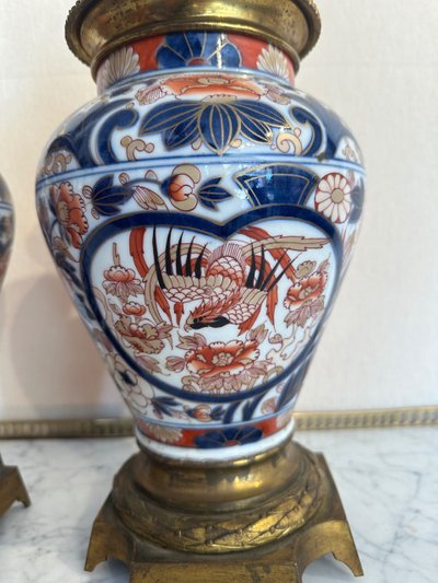 Pair Of Imari Porcelain Cassolettes 19th century period