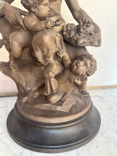 Terre Cuite By Clodion Representing A Faun Surrounded By Puttis