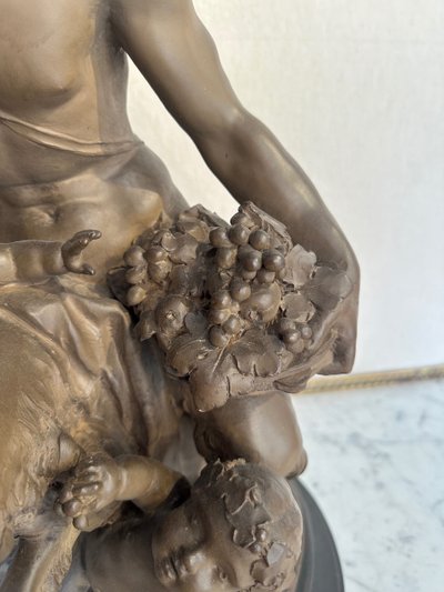 Terre Cuite By Clodion Representing A Faun Surrounded By Puttis