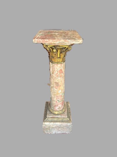 Marble Column Dressed In Gilded Bronze 19th century period