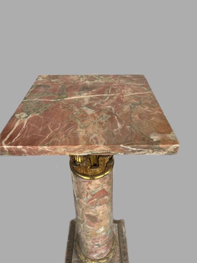 Marble Column Dressed In Gilded Bronze 19th century period