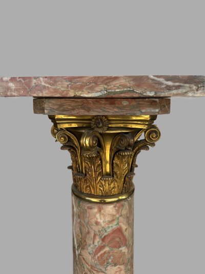 Marble Column Dressed In Gilded Bronze 19th century period