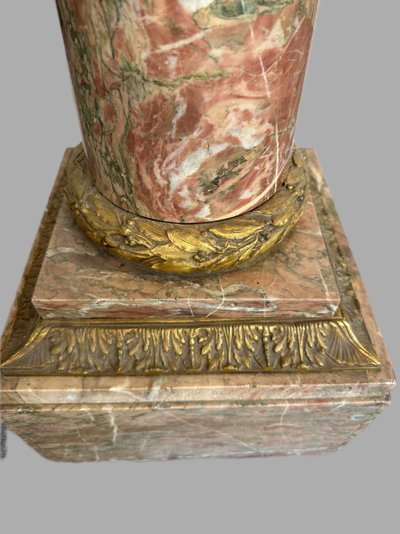 Marble Column Dressed In Gilded Bronze 19th century period