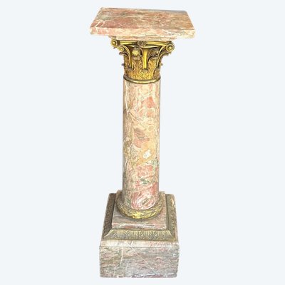 Marble Column Dressed In Gilded Bronze 19th century period