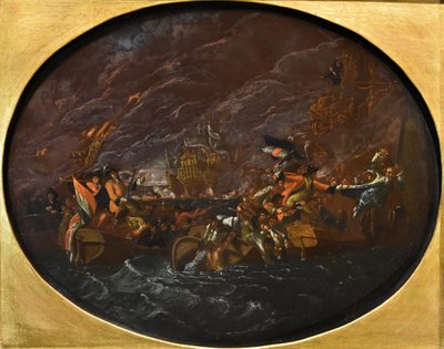 Scene Of A Night-time Naval Battle, Ilario Mercanti ‘lo Spolverini’ 