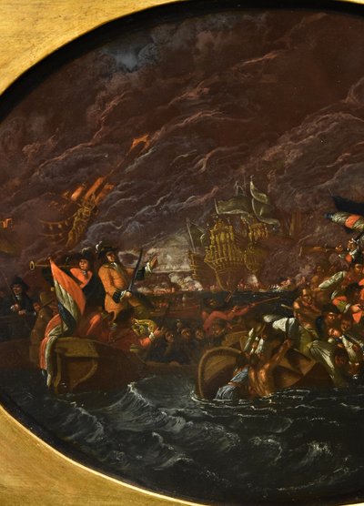 Scene Of A Night-time Naval Battle, Ilario Mercanti ‘lo Spolverini’ 