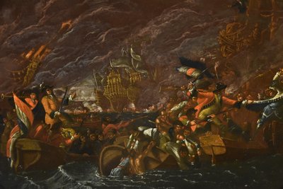 Scene Of A Night-time Naval Battle, Ilario Mercanti ‘lo Spolverini’ 