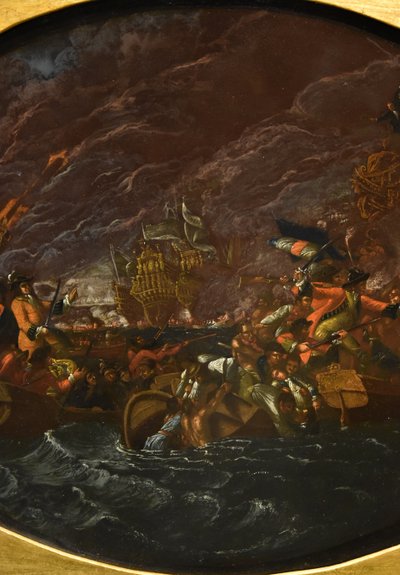 Scene Of A Night-time Naval Battle, Ilario Mercanti ‘lo Spolverini’ 