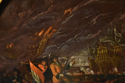Scene Of A Night-time Naval Battle, Ilario Mercanti ‘lo Spolverini’ 