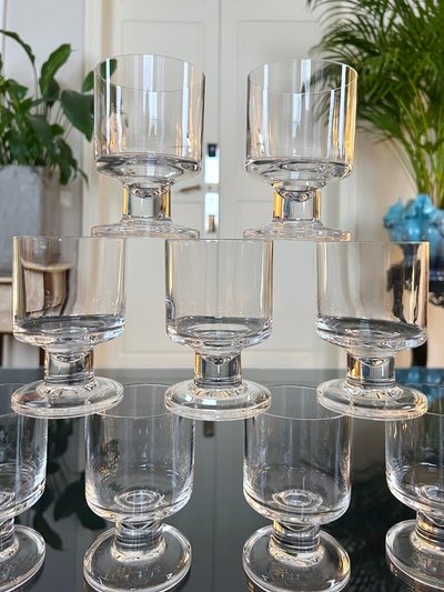 Set di 10 bicchieri da acqua con stelo in cristallo - Vintage anni '70 