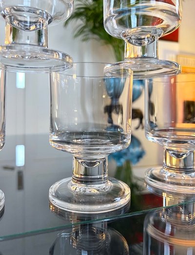 Set di 10 bicchieri da acqua con stelo in cristallo - Vintage anni '70 