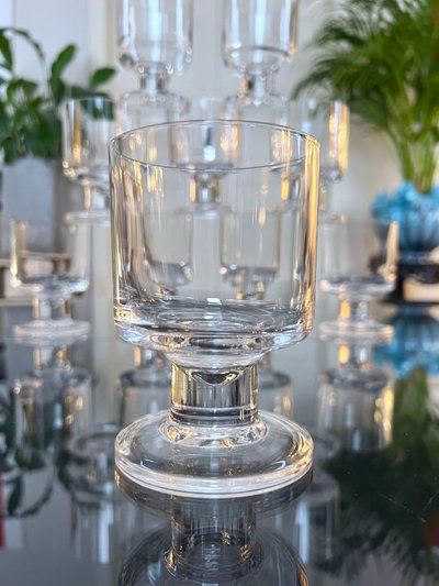 Set di 10 bicchieri da acqua con stelo in cristallo - Vintage anni '70 