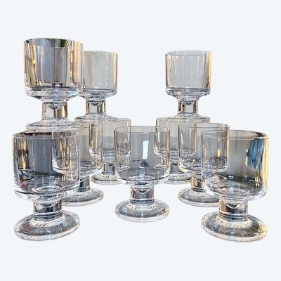 Set di 10 bicchieri da acqua con stelo in cristallo - Vintage anni '70 