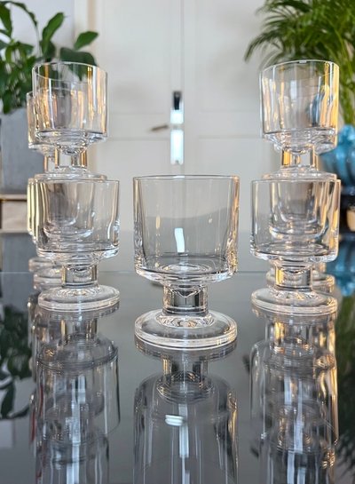 Calici da vino con stelo in cristallo - Vintage 1970 - Set di 11 bicchieri da tavola