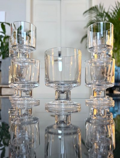 Calici da vino con stelo in cristallo - Vintage 1970 - Set di 11 bicchieri da tavola