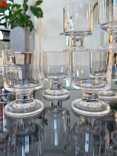 Calici da vino con stelo in cristallo - Vintage 1970 - Set di 11 bicchieri da tavola