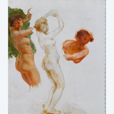 Gaston La Touche 1854-1913 Studien Von 3 Nackten Frauen, Gemälde, Um 1900