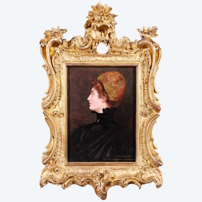 Joseph-Félix BOUCHOR 1853-1937 Porträt einer Frau mit Haube (Frau Veilhan), Gemälde, 1896