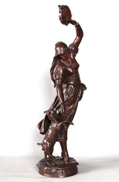 Bronze XIX ème, Eugène MARIOTON 1857 / 1933, Esméralda et sa chèvre.
