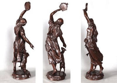 Bronze XIX ème, Eugène MARIOTON 1857 / 1933, Esméralda et sa chèvre.