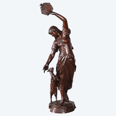 Bronze XIX ème, Eugène MARIOTON 1857 / 1933, Esméralda et sa chèvre.