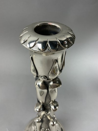Pair of silver-plated candlesticks