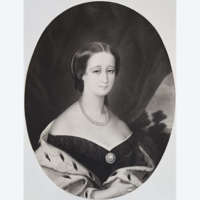 Kaiserin Eugénie Frau Von Napoleon III Alte Radierung 19.