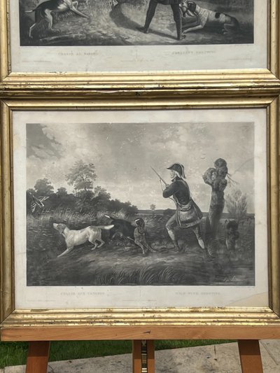 Pair of engravings, Duck and Pheasant Hunting, Philippe Ledieu, About 1840