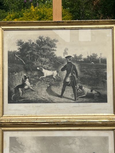 Pair of engravings, Duck and Pheasant Hunting, Philippe Ledieu, About 1840