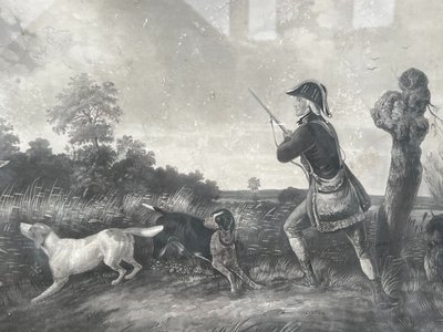 Pair of engravings, Duck and Pheasant Hunting, Philippe Ledieu, About 1840