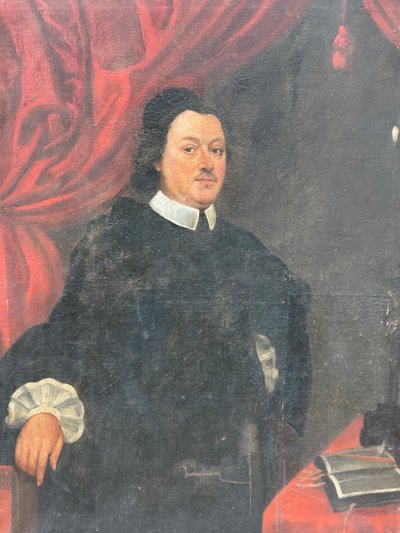 Grande ritratto di uomo religioso all'inizio del XVIII secolo olio su tela H 135 cm