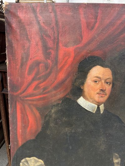 Grande ritratto di uomo religioso all'inizio del XVIII secolo olio su tela H 135 cm