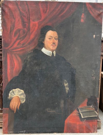 Grande ritratto di uomo religioso all'inizio del XVIII secolo olio su tela H 135 cm