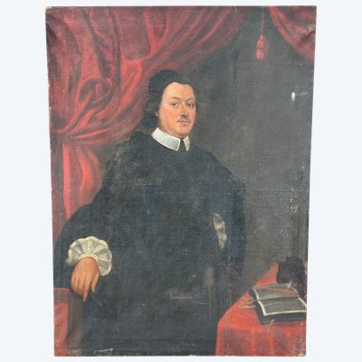Grande ritratto di uomo religioso all'inizio del XVIII secolo olio su tela H 135 cm