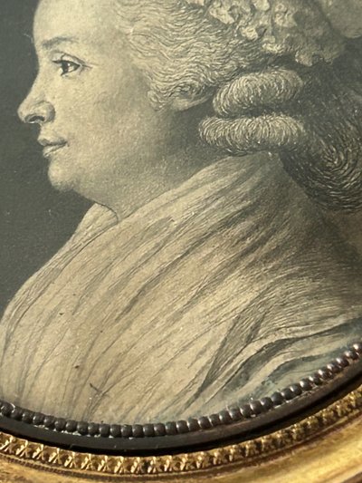 Eighteenth-Century Grisaille Miniature of a Woman in Profile