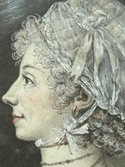 Eighteenth-Century Grisaille Miniature of a Woman in Profile