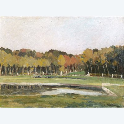 L. POUCHOL, Lively view of the Grand Bassin in the Parc de Saint-Cloud