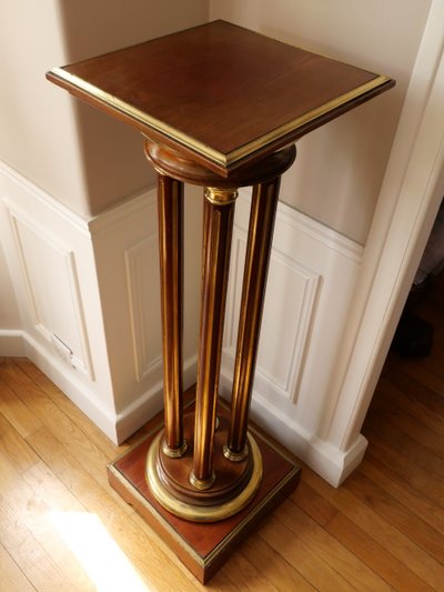 Revolving plant stand in mahogany, mahogany veneer and brass, Napoleon III period