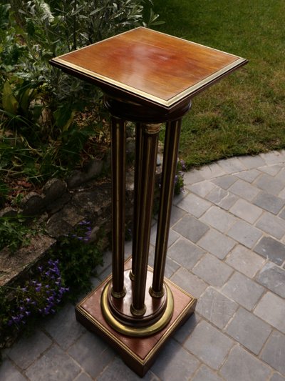 Revolving plant stand in mahogany, mahogany veneer and brass, Napoleon III period