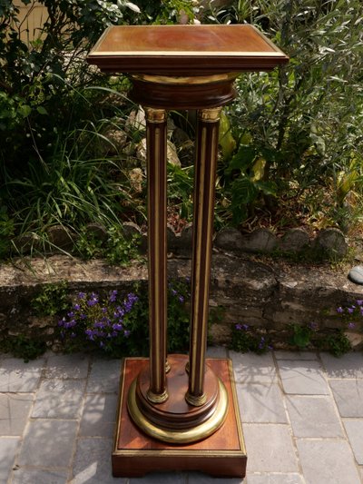 Revolving plant stand in mahogany, mahogany veneer and brass, Napoleon III period