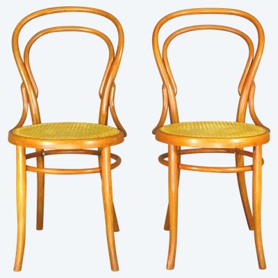 2 sedie da bistrot Hofmann N°14 con bastoni No Thonet